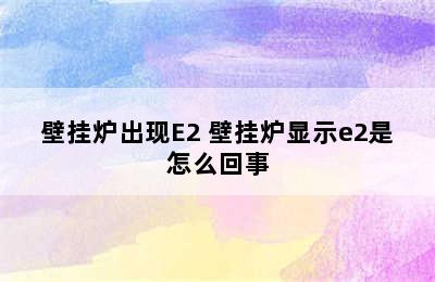 壁挂炉出现E2 壁挂炉显示e2是怎么回事